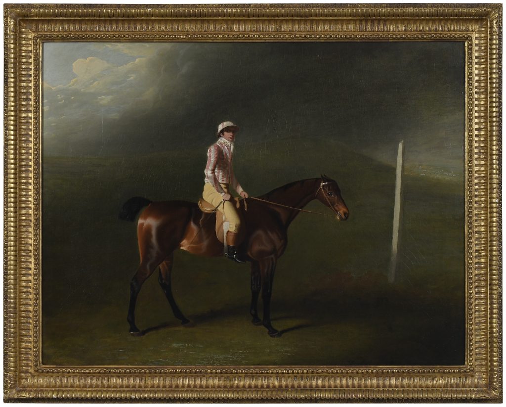 Benjamin Marshall (British, 1768-1835), Sir Charles Bunbury’s Bay Filly with Jockey Up on Newmarket Heath, 1798, Estimate: $50,000 – $70,000. One of the highlights in our November 9, 2019 Inaugural Richmond Auction