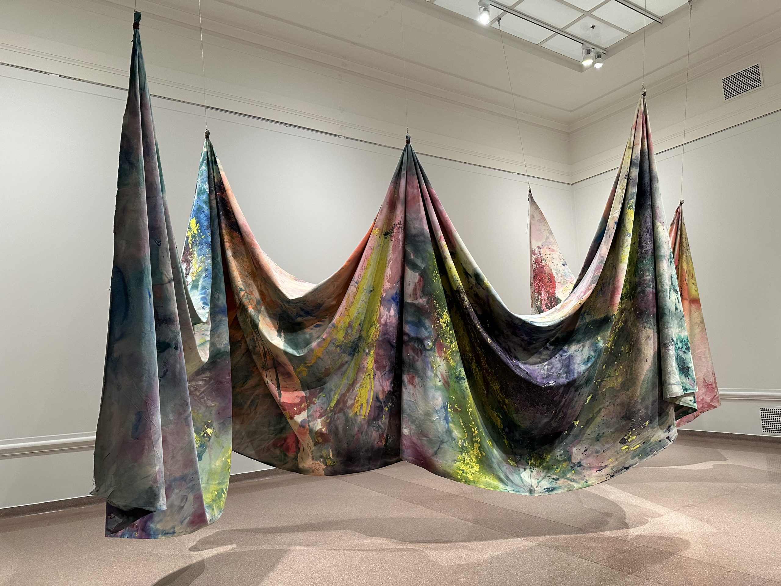 Carousell Form II, 1969, Sam Gilliam; Portrait of Breonna Taylor, 2020, Amy Sherald; and Kentucky sugar chests at the Speed Art Museum in Louisville, Kentucky