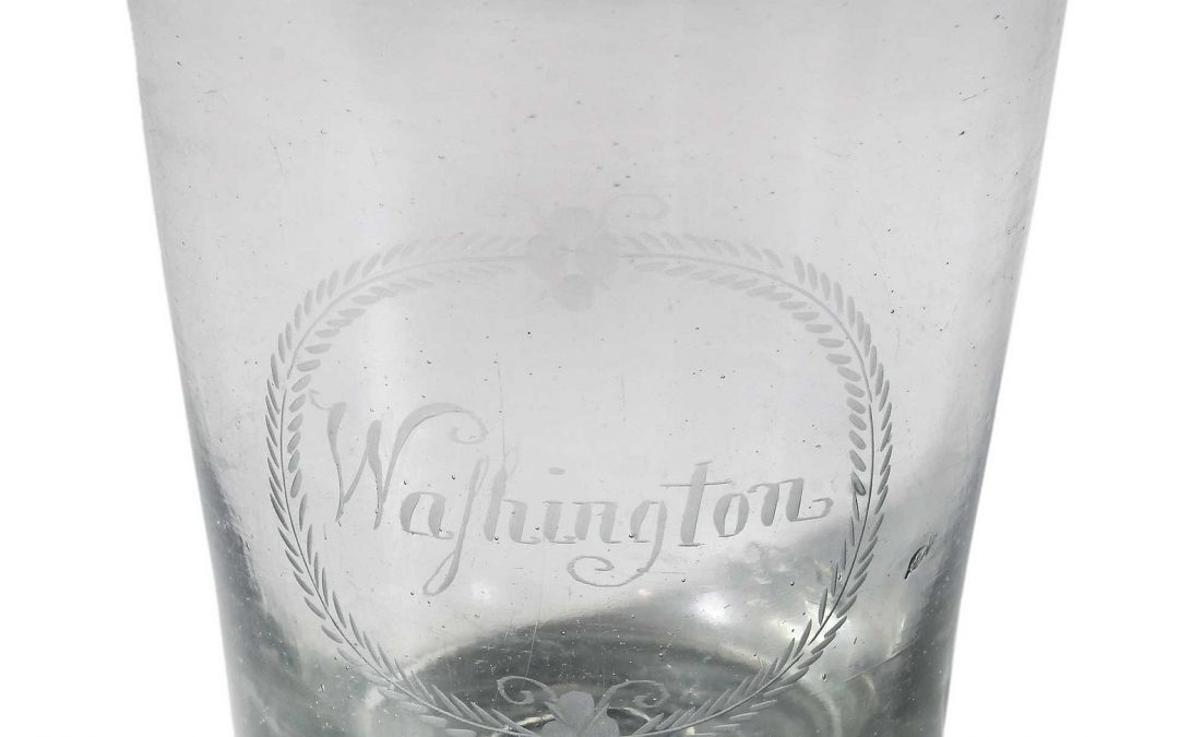 Rare Engraved Glass Presentation Tumbler, Attributed to Amelung