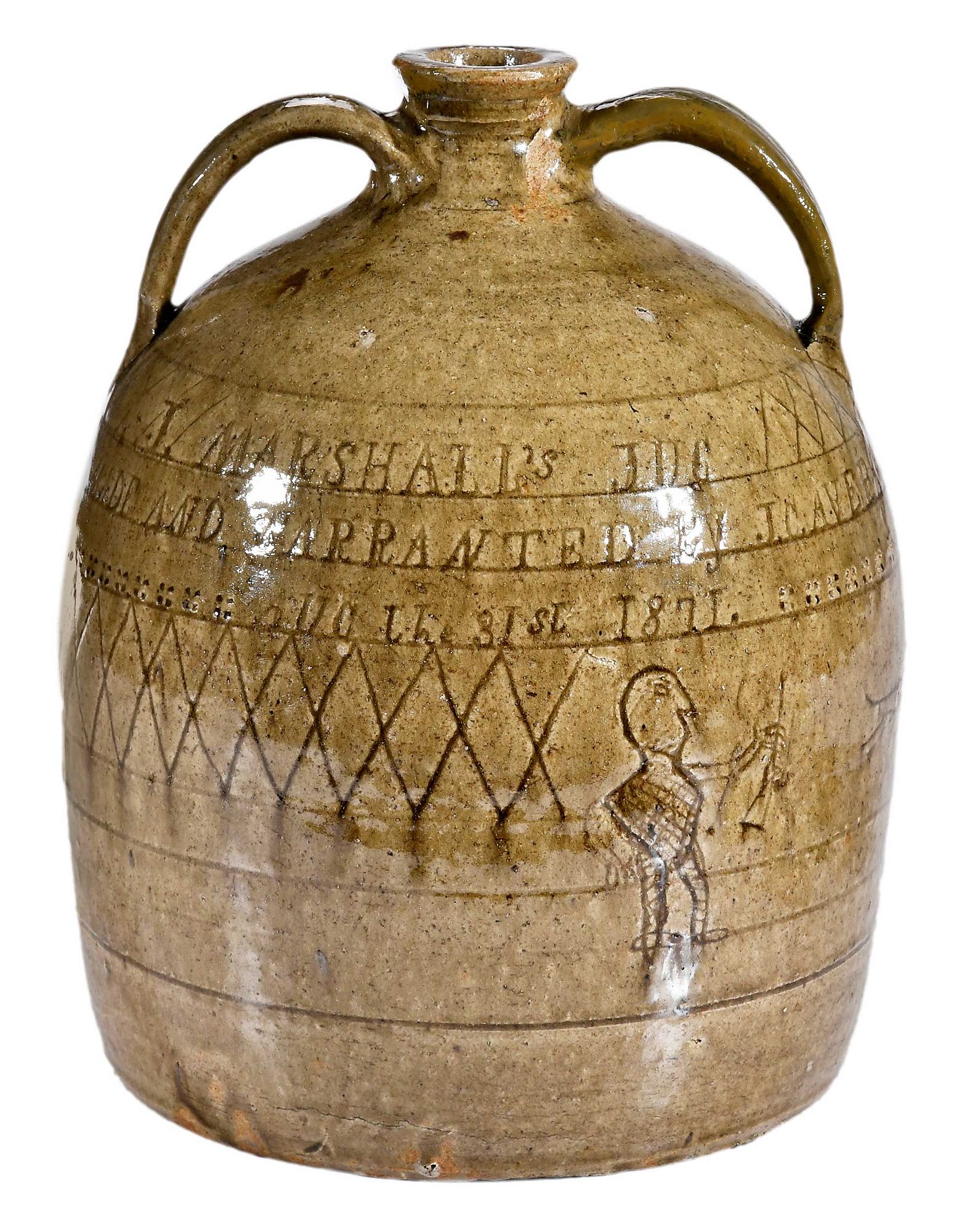 Important Early David Drake Attributed Inscription Jar, sold by Brunk Auctions, November 21, 2020