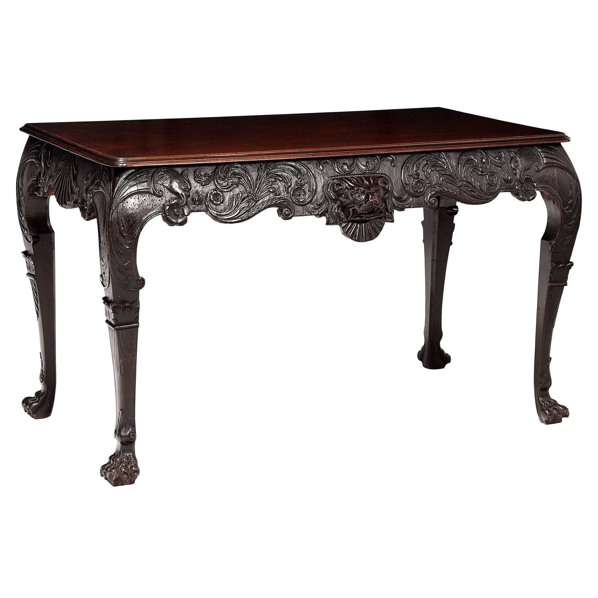 Rare Irish George II Eagle and Lion Carved Mahogany Side Table
