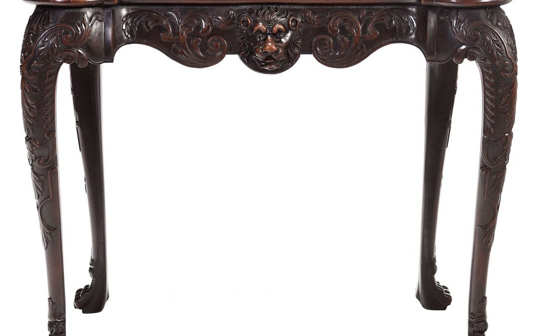 Exceptional Irish George II Carved Mahogany Games Table