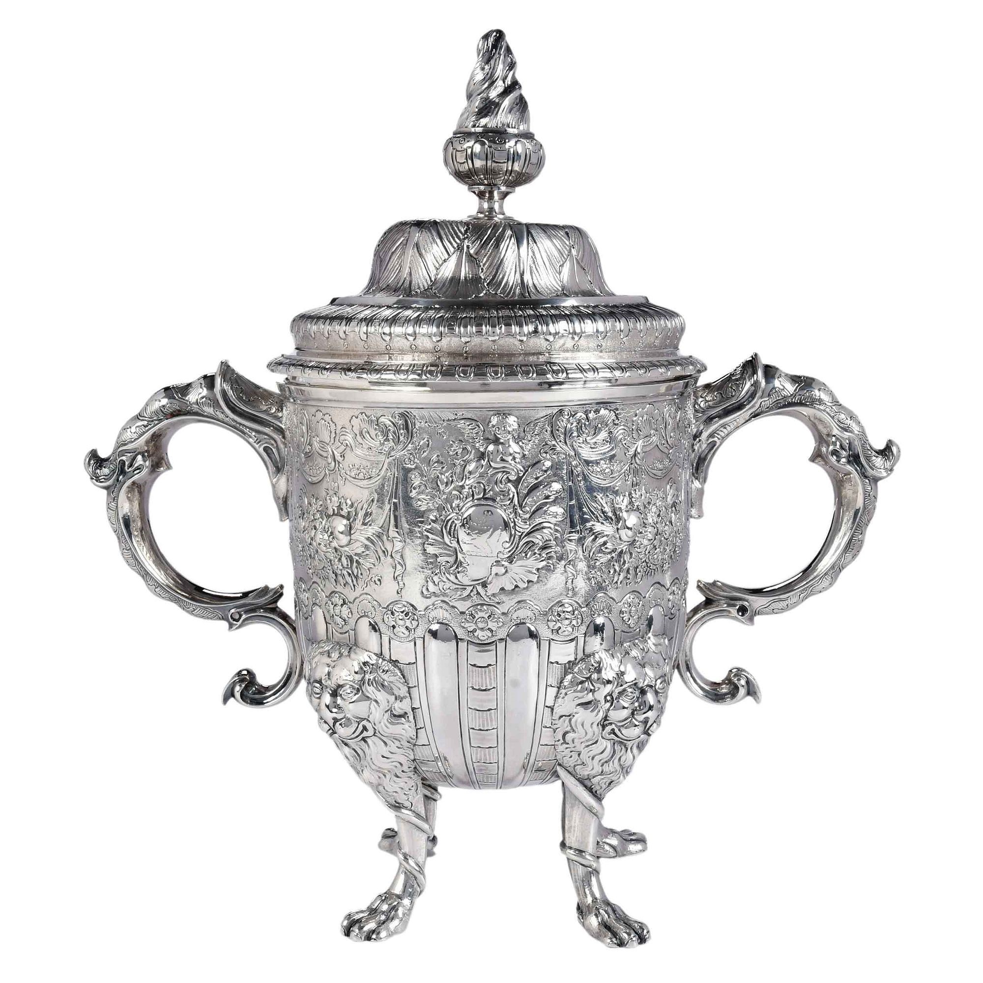 George II Irish Silver Two Handle Cup and Cover, John Hamilton